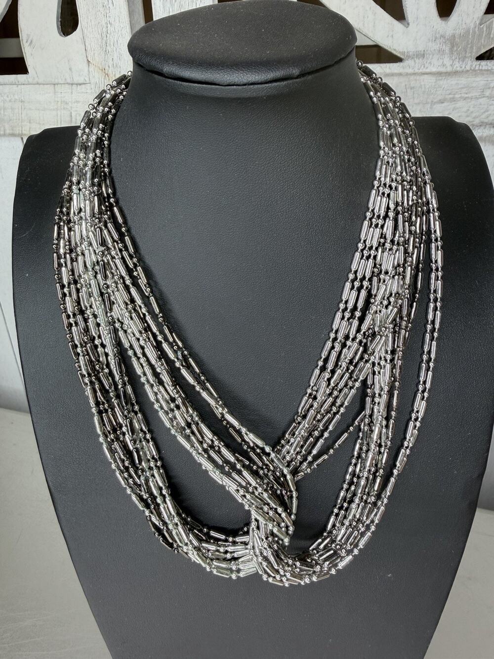 Simply Vera Wang Multi-Strand Necklace Silver Tone Chains Multi Strand
